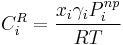  C_i^R = \frac{x_i  \gamma_i P_i^{np}}{RT} 
