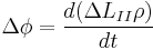 \Delta \phi=\frac{d (\Delta L_{II} \rho)}{d t} 